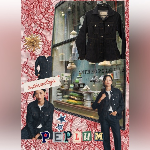 NEW! 💝ANTHRO X PILCRO Peplum Cinched Waist Denim Jacket - Picture 4 of 8